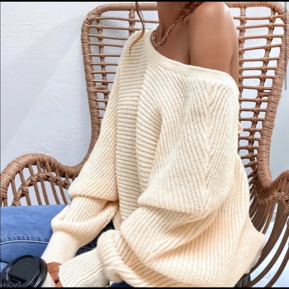 Cozy Cream Open Back Knit Sweater Top - Picture 2 of 5